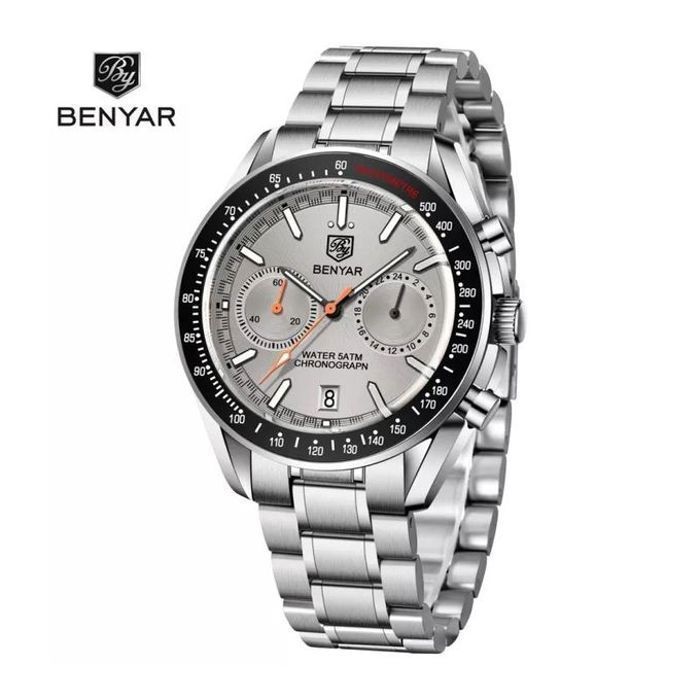 Montre Chronographe - BENYAR - BY-5194C - Acier inoxydable - Résistant à l'eau - Design élégant
