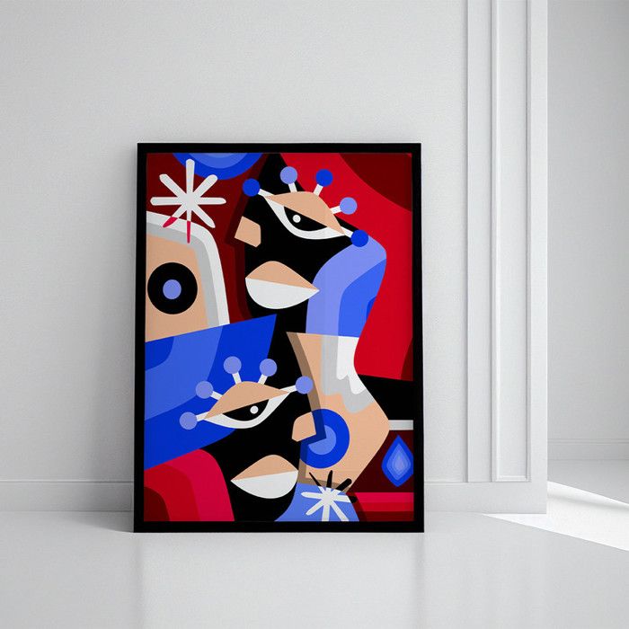 Tableau décoratif - Mouvement Perpétuel - 80 x 120 cm - Cubisme - Multicolore