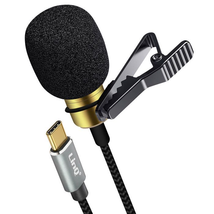 Microfon Sladd USB-C - LINQ - 2m - Svart - Hög Känslighet - Rundupptäckande - Bärbar