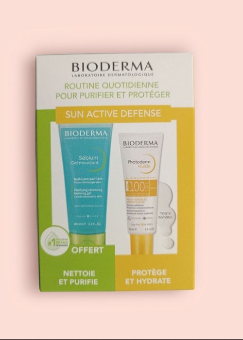 BIODERMA COFFRET PHOTODERM MAX FLUIDE  invisible SPF100 40ML+ SEBIUM GEL MOUSSANT 100ML OFFERT