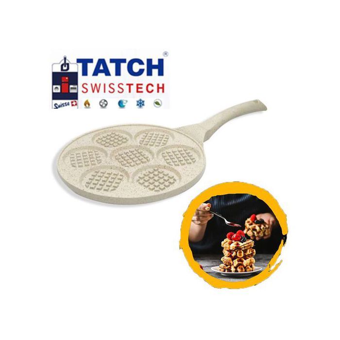 TATCH Gaufrier En Céramique Antiadhésif pour 7 Mini Gaufrettes 26cm, Poèle à Gaufres