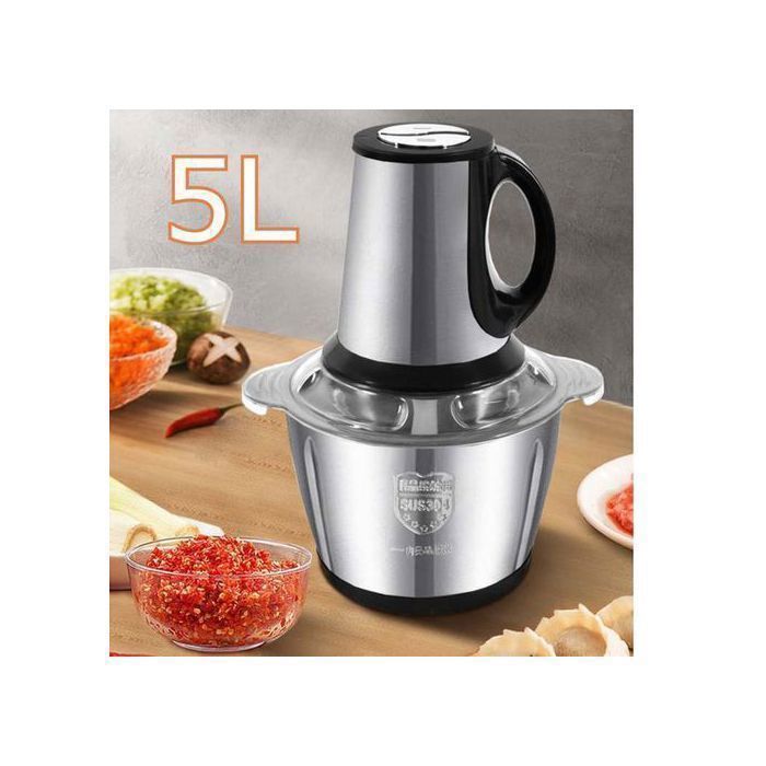 Cooking Hachoir Electrique Inox 5 Litres Avec 5 Lames et batteur Haute Puissance