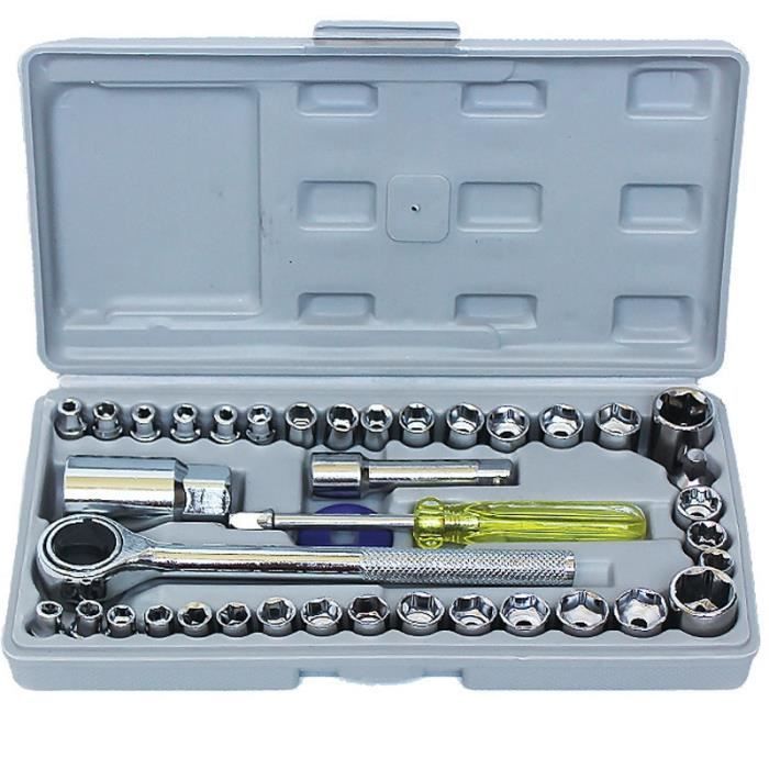 Coffret outillage,Clé à douille combinée,40 pièces,ensemble d'outils manuels,clé à douille,outils manuels,clé de Garage,clé de