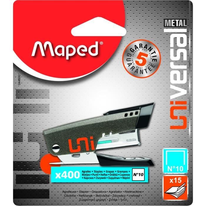 MAPED - Mini-agrafeuse Universal - Métal N°10 + 400 agrafes