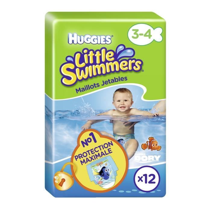 HUGGIES Couches Little Swimmers Taille 3/4 (7 À 15 Kg) x12