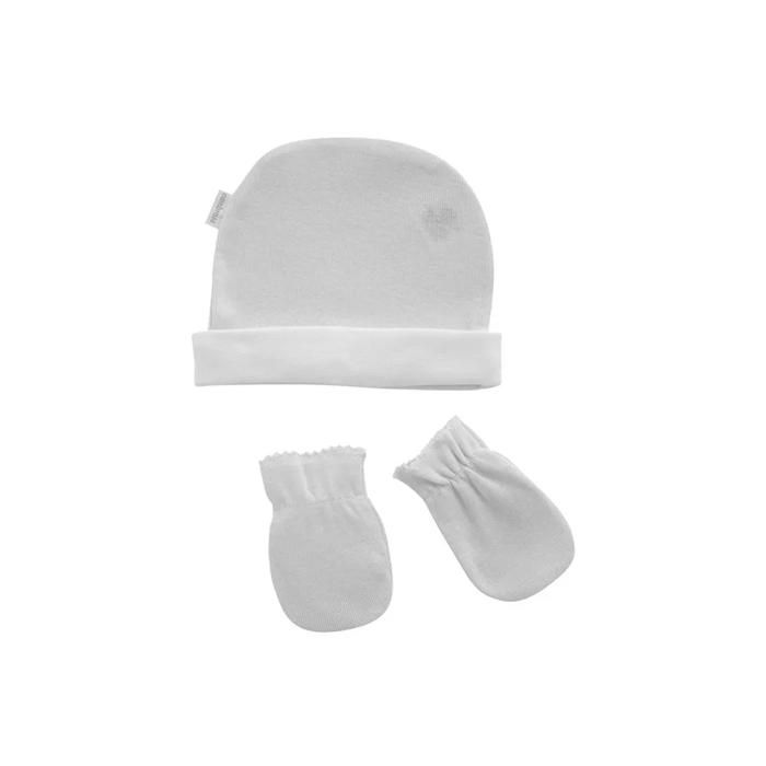 Bonnet et mouffles - CAMBRASS - Liso - 100% coton - Gris - Bébé