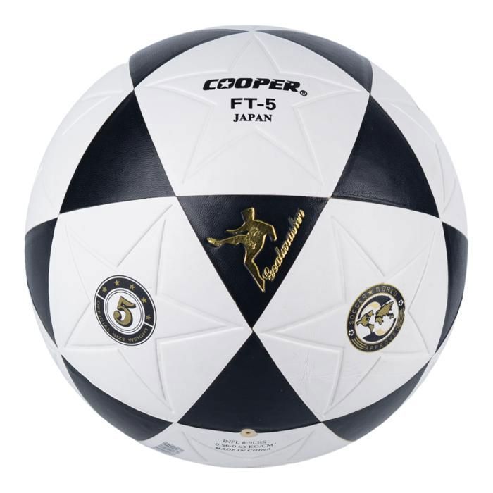 Ballon de football - Cooper Proff. - Taille 5 - Couleur Blanc / Noir - Durable