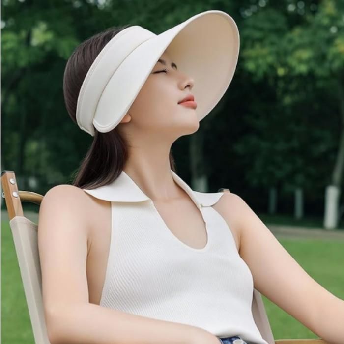 Chapeau - Soie glacée - Femme - Large bord - Protection UV - Beige