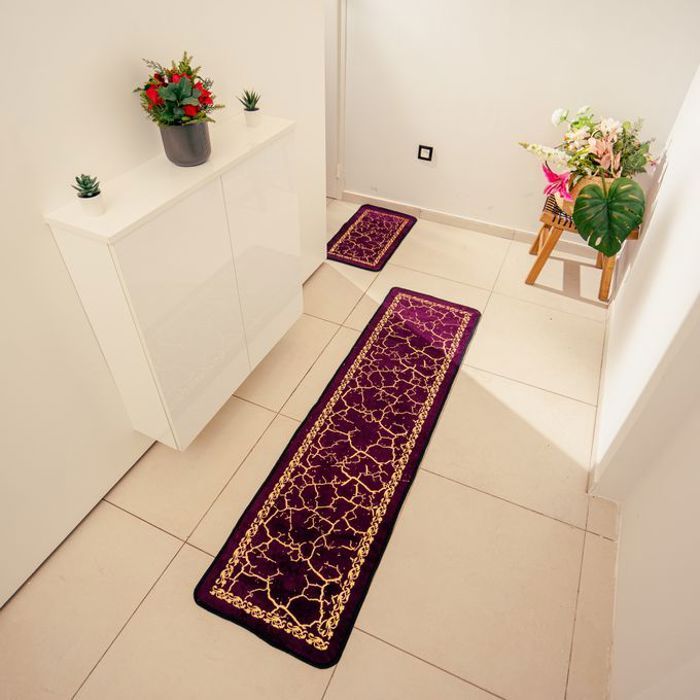 Duo de tapis "Galaxy" en mauve : idéal pour cuisine et couloir