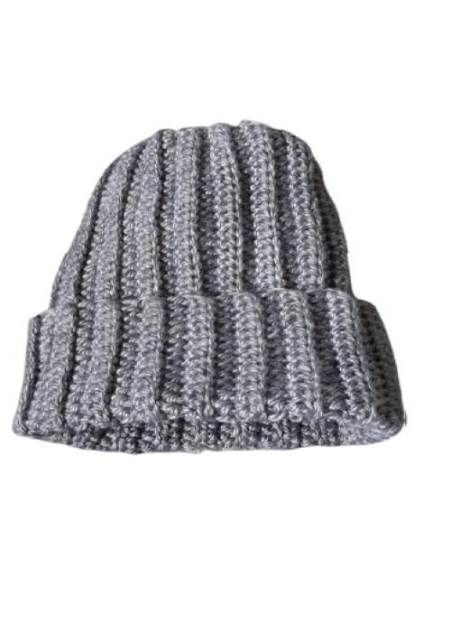 Bonnet - KENZA - Gris - Fait à la main - Laine souple - 3 à 5 ans