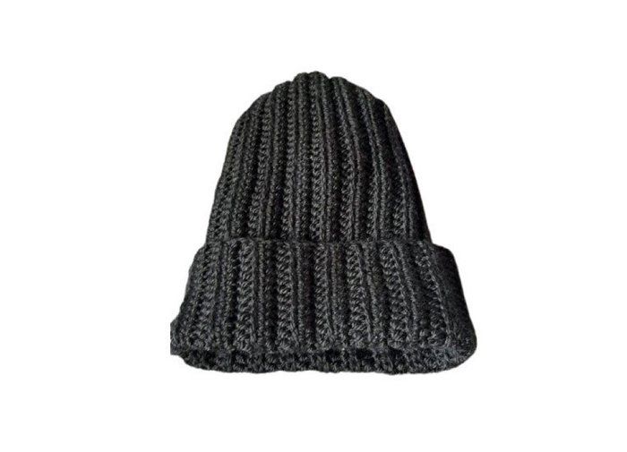 Bonnet - KENZA - Noir - Fait à la main - Laine souple - 5 à 10 ans