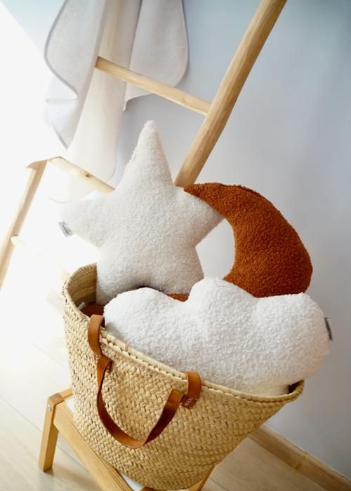 Coussin Etoile Bouclette Ivoire