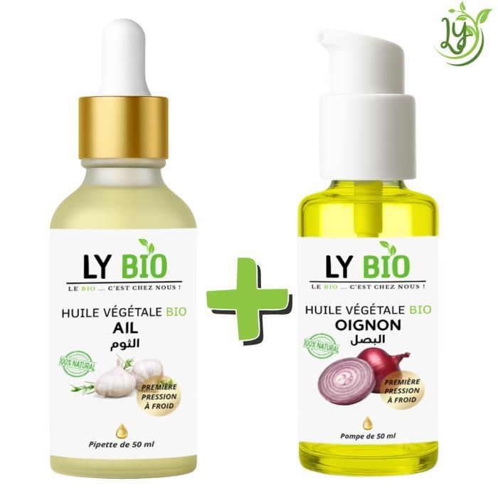 Huile - LYBIO - Pack Huile Ail et Oignon 50ml - Hydratant - Tous types de cheveux - Bio