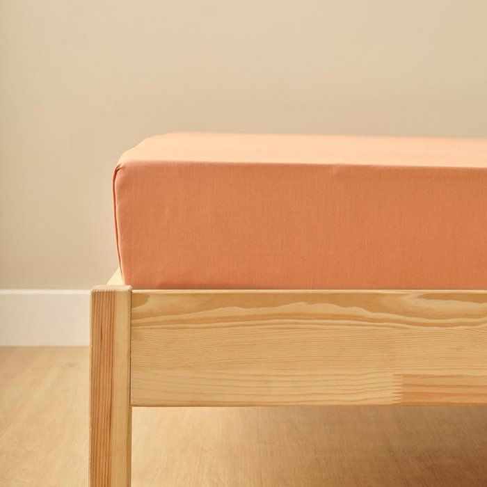 Drap plat simple Ranforce 100% coton saumon (160x240 cm)