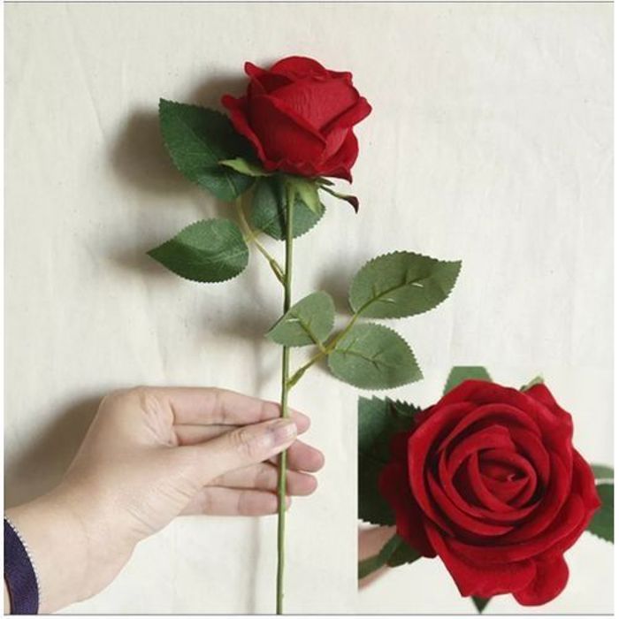 Rose artificielle rouge qualité supérieure (hauteur 70cm) qualité supérieure