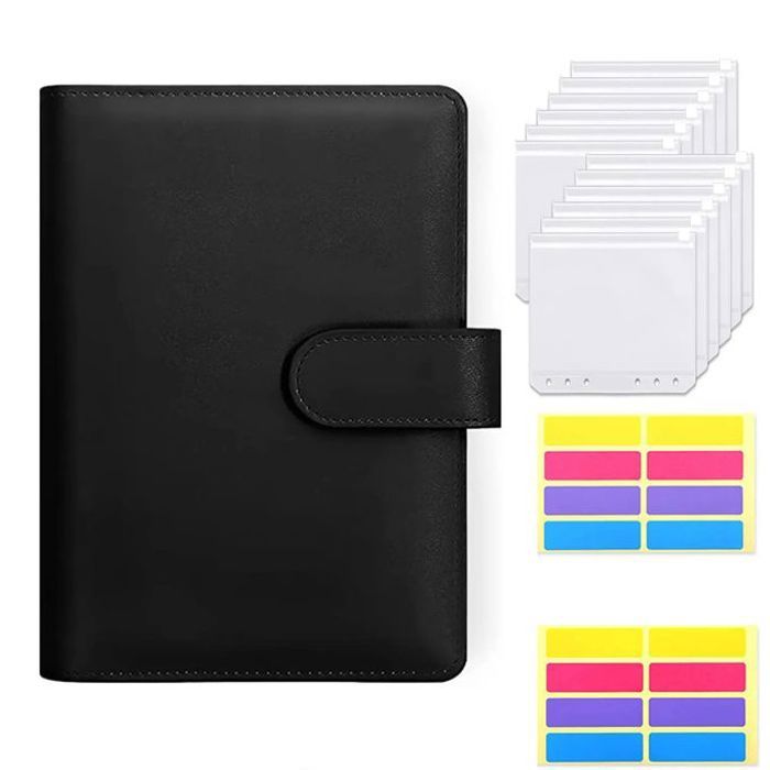 Classeur de budget, journal de dépenses, planificateur et organisateur factures mensuelles - noir