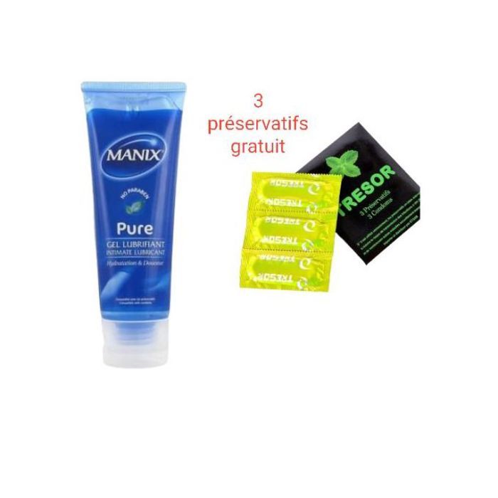 Manix 3 Preservative et Gel Lubrifiant Intime Nature, Douceur extreme 80ml