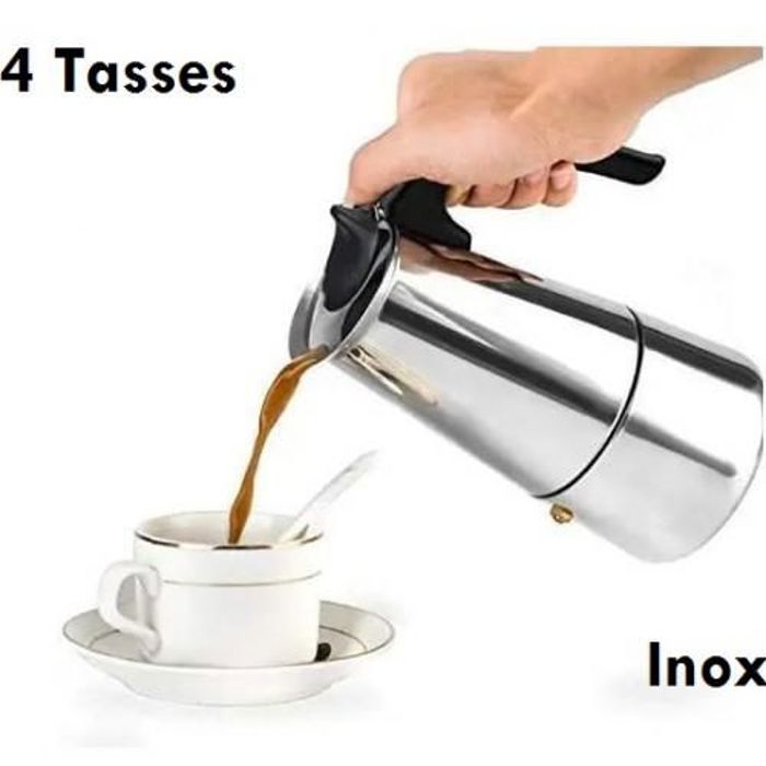 Cafetière - Inox - 4 tasses - Manuelle - Préparation rapide - Design moderne