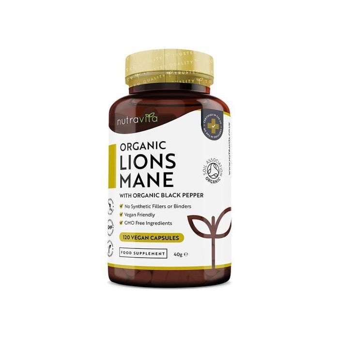 Nutravita Lions Mane champignon Bio, Sans Liants Synthétiques ni Charges - MADE IN UK