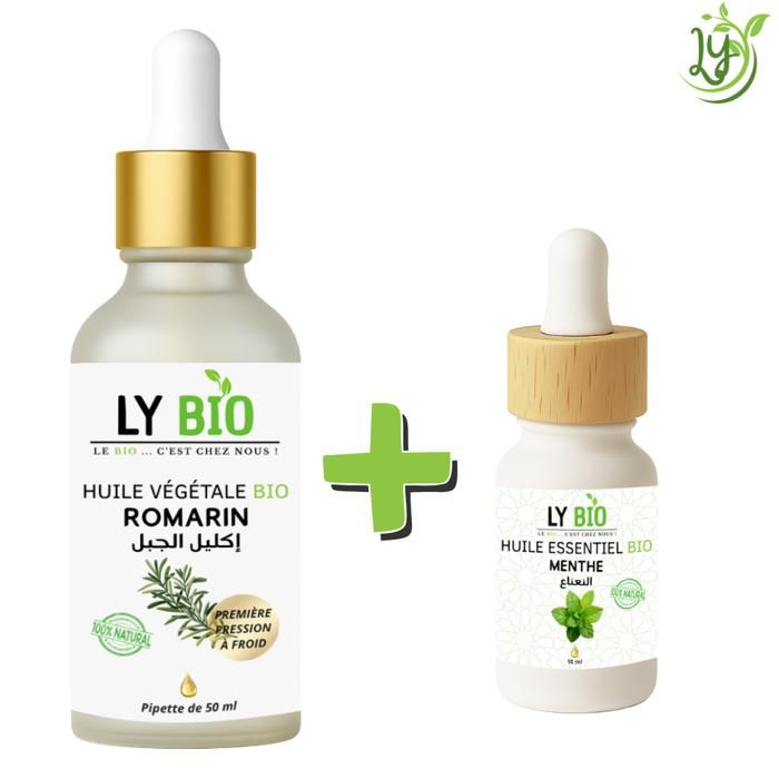 LYBIO PACK HUILE ROMARIN 50ml - PIPETTE + HUILE ESSENTIEL MENTHE 10ML