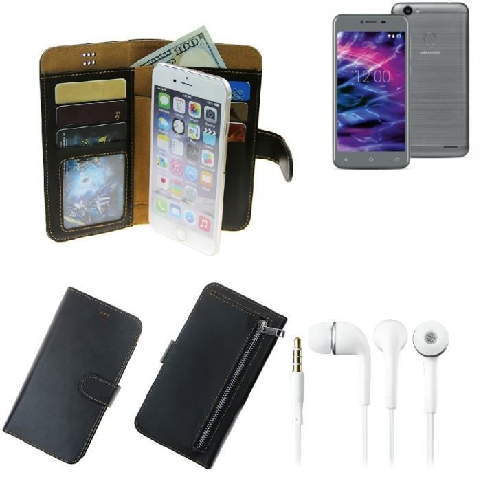 Pour Medion Life E5008 Housse de Protection Sacoche Couvervle Étui Sac Wallet Cas 360° Smartphone 'smile' + ÉCOUTEURS Book 122458