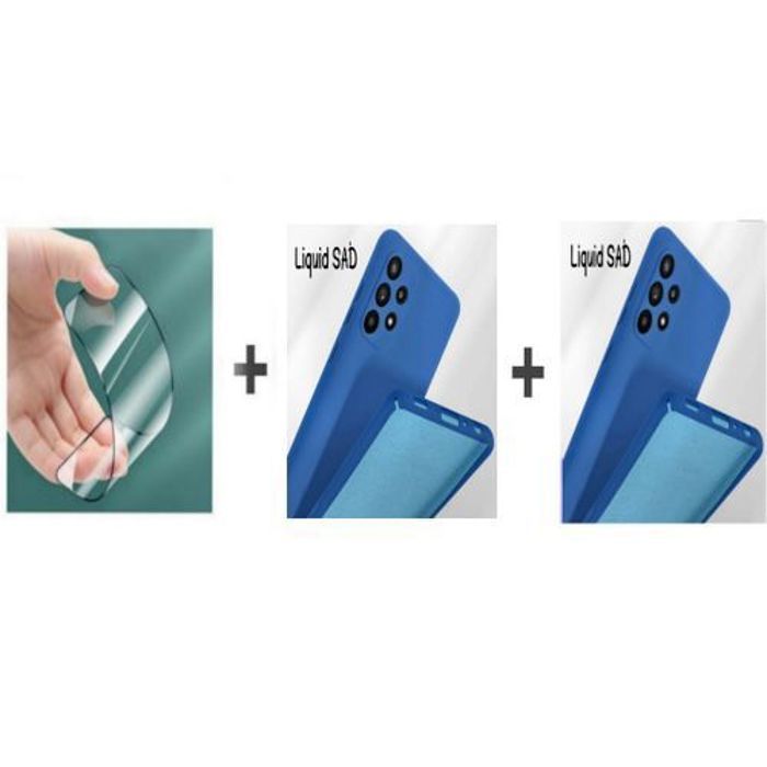 Coque et Protection d'Écran - GÉNÉRIQUE - Samsung A13 - Silicone Souple - Bleu - Protection Complète