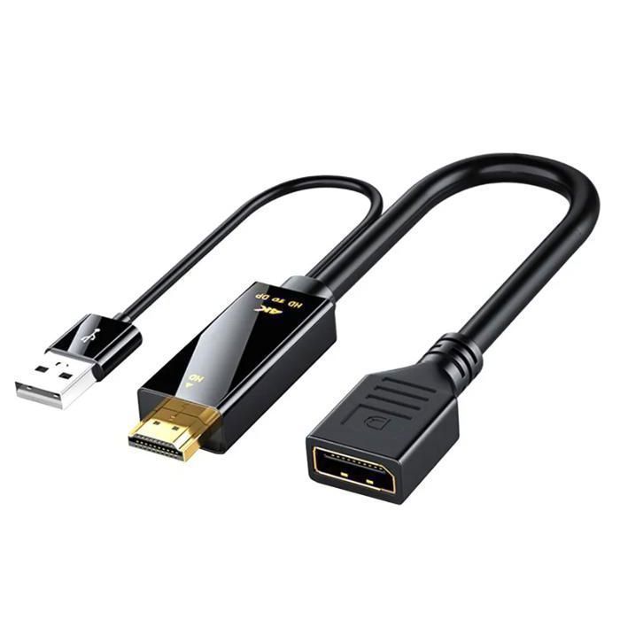Adaptateur HDMI vers DisplayPort - Haute Qualité - 4K - Alimentation USB - Compatible PC/Xbox/PS4