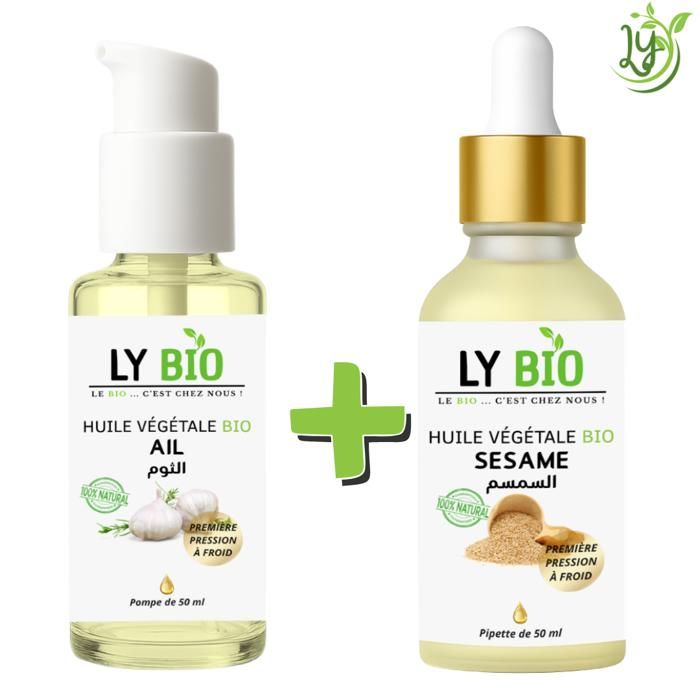 LYBIO PACK HUILE AIL 50ML - POMPE + HUILE SESAME 50ML - PIPETTE