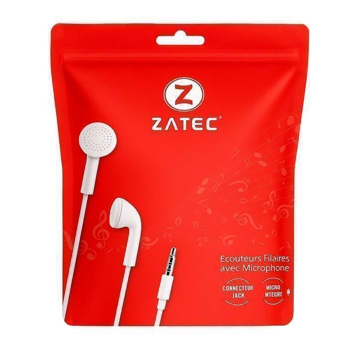 Écouteurs Intra-auriculaires - ZATEC - M 6S - Blanc - Filaire - Résistant à la transpiration