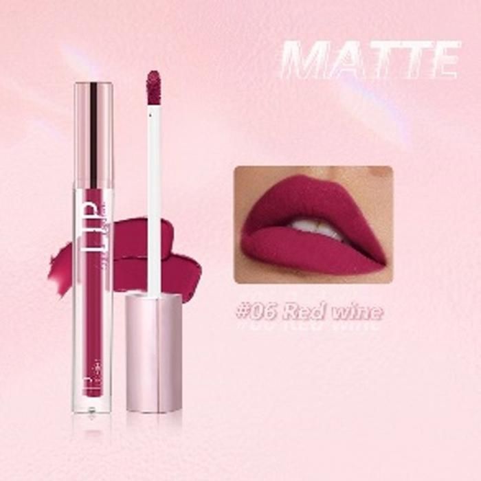 PUDAIER Diamond Shiny Liquid Lipstick Matte Color 06 Red Wine