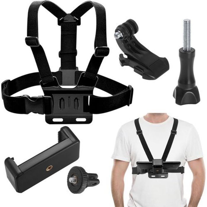 Support de Téléphone et GoPro Réglable avec ceinture de poitrine et de Tète