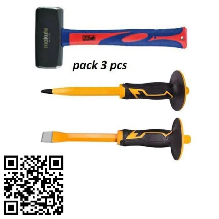 Marteau de machiniste Makute 2 kg pack professionnel avec burins résistants