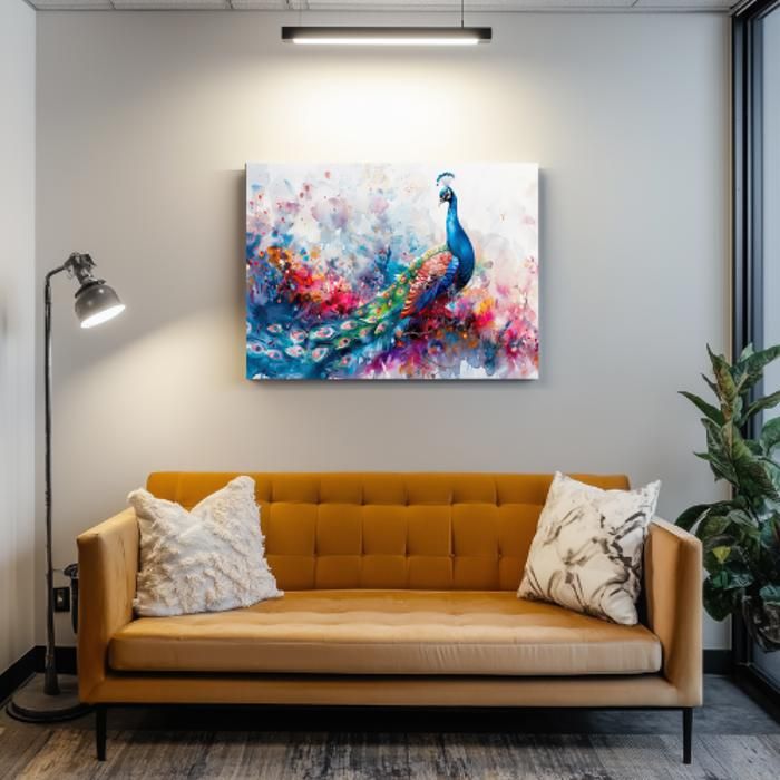 Tableau Paon Majestueux 50x70 cm - Collection Lumières & Ombres