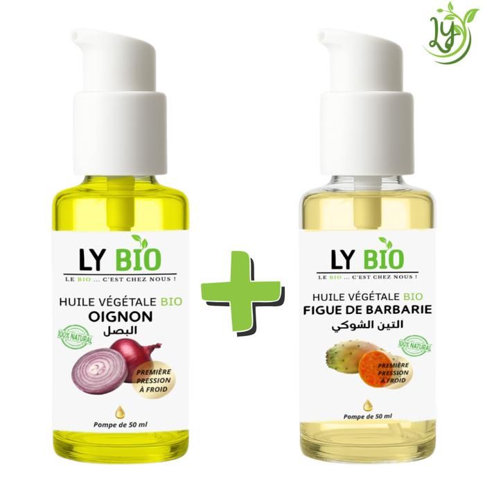 Pack Huile - LYBIO - Huile Oignon 50ml - Huile Figue de Barbarie 50ml - Nourrissant - Mixte
