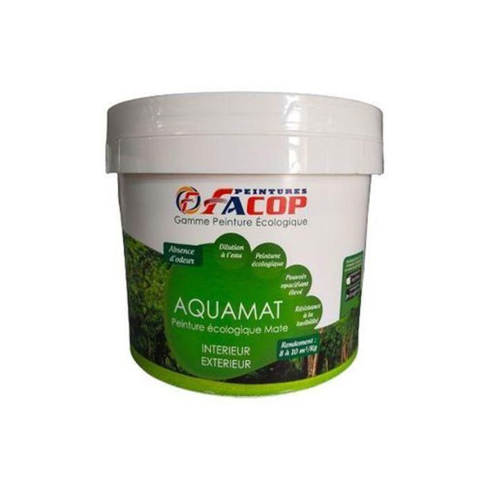 FACOP AQUA MAT Peinture à L'eau mate Blanc 4kg (l'intérieur et l'extérieur)