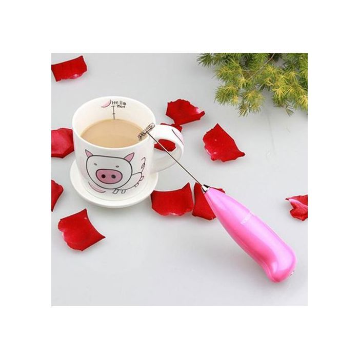 Mini mélangeur électrique poignée en acier inoxydable // Batteur À Oeufs// Mousseur À Lait et Café // Mini Mixueur du crème - Rose