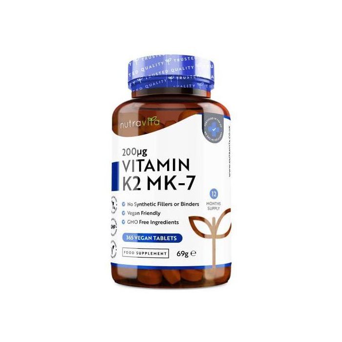 Nutravita Vitamine K2 MK-7 200mcg Ménaquinone MK7 très puissante Made in UK