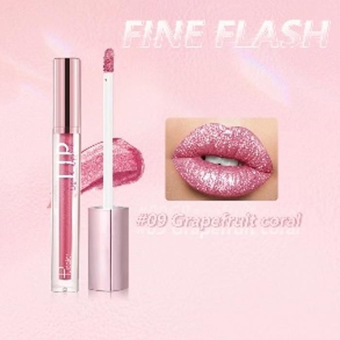 PUDAIER Diamond Shiny Liquid Lipstick Fine Flash 09 Grapefruit Coral