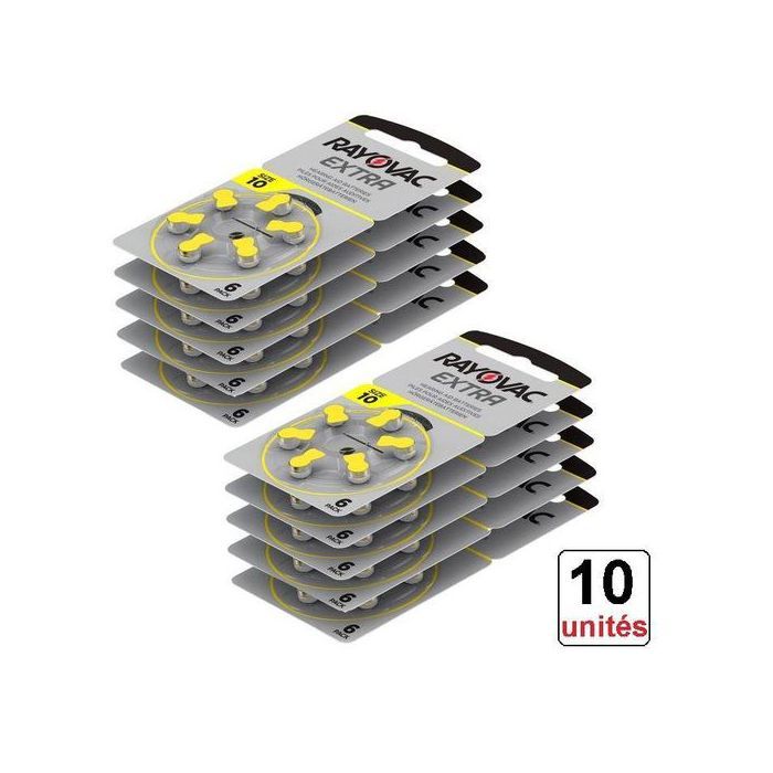 Rayovac 10 Boites x6 Piles Aide Auditive 1.45v Size 10 // Zing Air Batterie S10 PR70