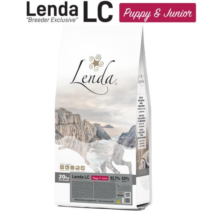 Croquettes pour Chiens - LENDA - Puppy & Junior - 20 kg - Riche en Protéines - Formule Naturelle