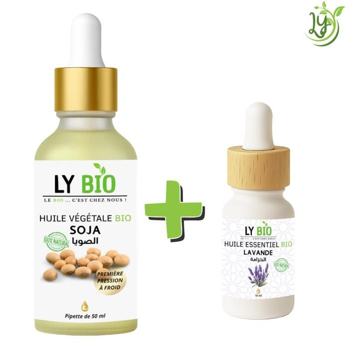 LYBIO PACK HUILE SOJA 50ML - PIPETTE + HUILE ESSENTIEL LAVANDE 10ML