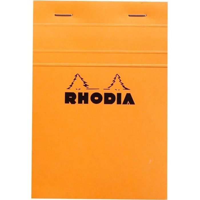 RHODIA - Bloc agrafe - Non perforé - 10,5 x 14,8 - 160 pages - 5 x 5 - Papier Velin Surfin P.E.F.C 80G - 2 couleurs aléatoires