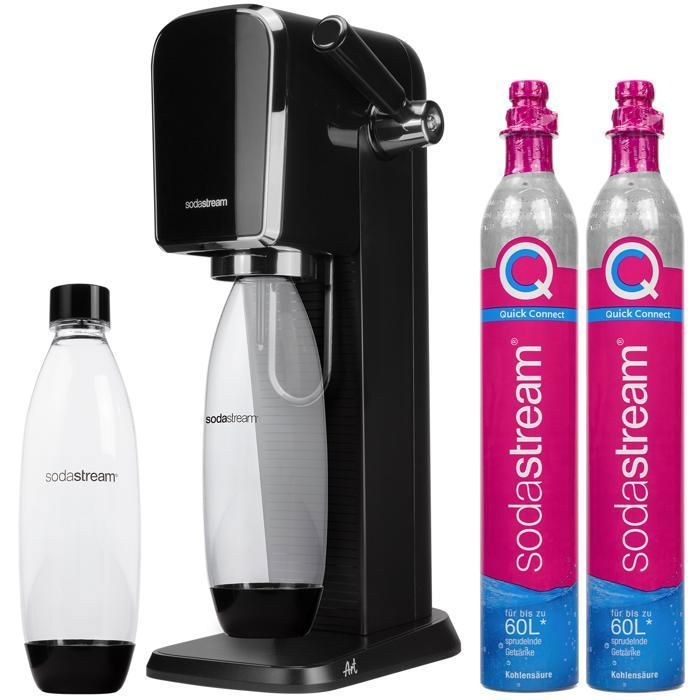 Saturator för kolsyrat vatten - Sodastream - ART Svart - 1L - Snabbkoppling - 2 CO2 påfyllningar - Elegant design