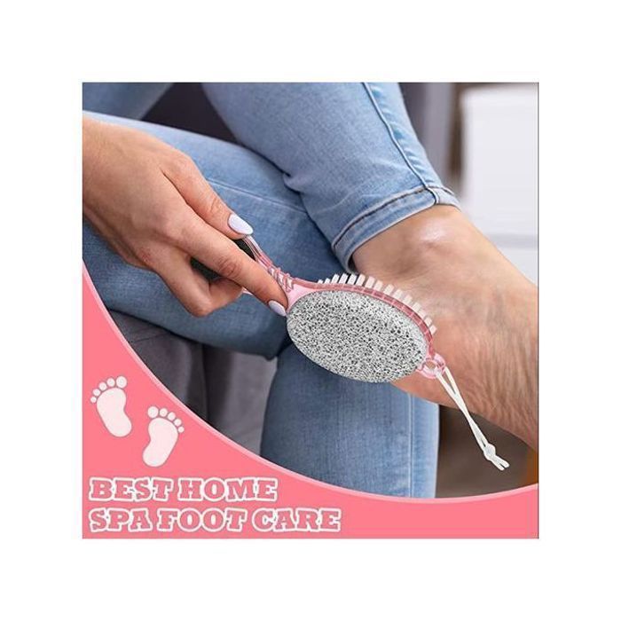 Brosse exfoliante à double face pour traitement à la pierre volcanique 4 en 1