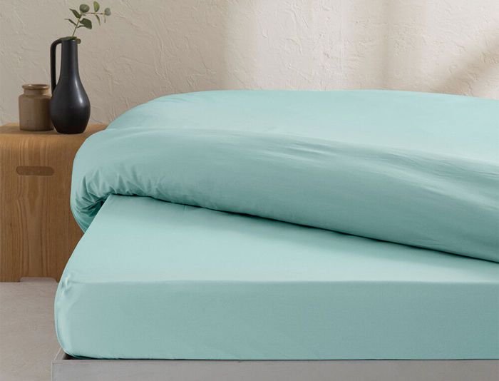 Drap Housse - LINVOSGES - AZUR - 90/200 cm - Percale de coton - Bonnet 35 cm