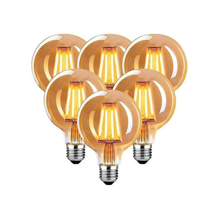 Lot de 6 Ampoules LED G80 -E27- 4W vintage décorative 2700K (jaune)