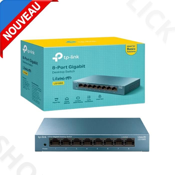TP-Link Switch Hub Ethernet Gigabit à 8 ports, boîtier en Metal, LS108G