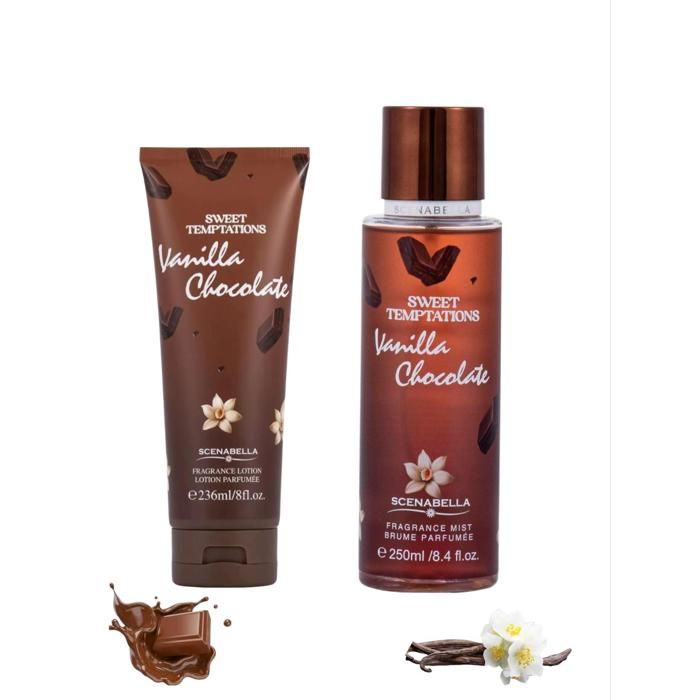 Coffret parfumé - Sweet Temptation - Brume et lotion crème - Chocolat - Vanille - 200 ml