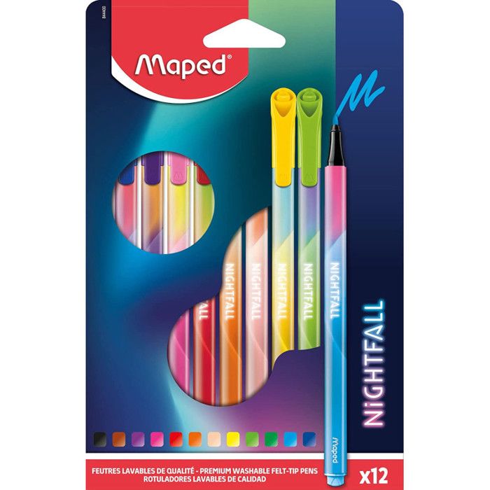 12 feutres de coloriage et d'écriture - Forme triangulaire - Nightfall - Maped