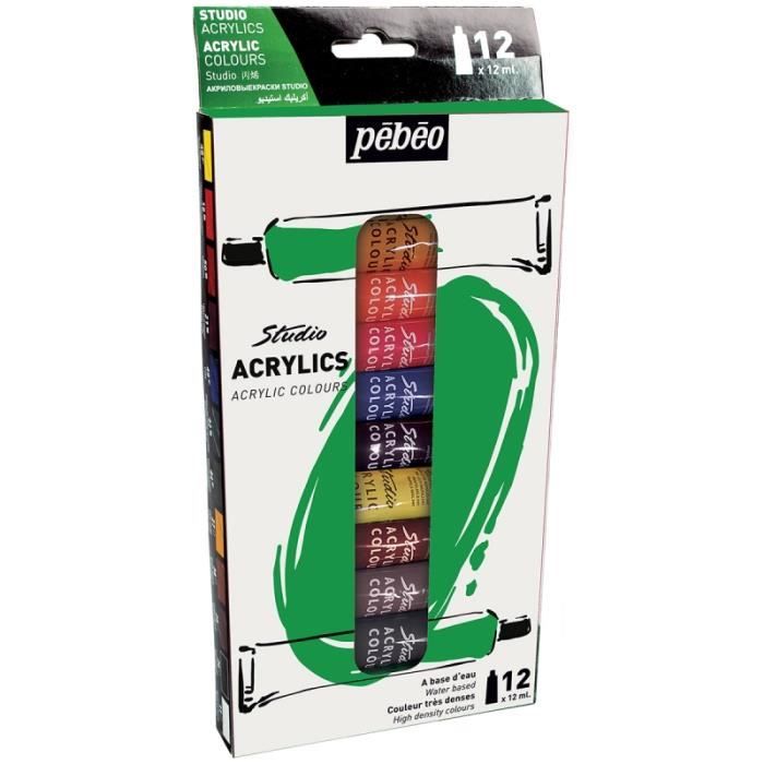 Assortiment Peinture Acrylique Pébéo - Studio Acrylics - 12 x 12 ml